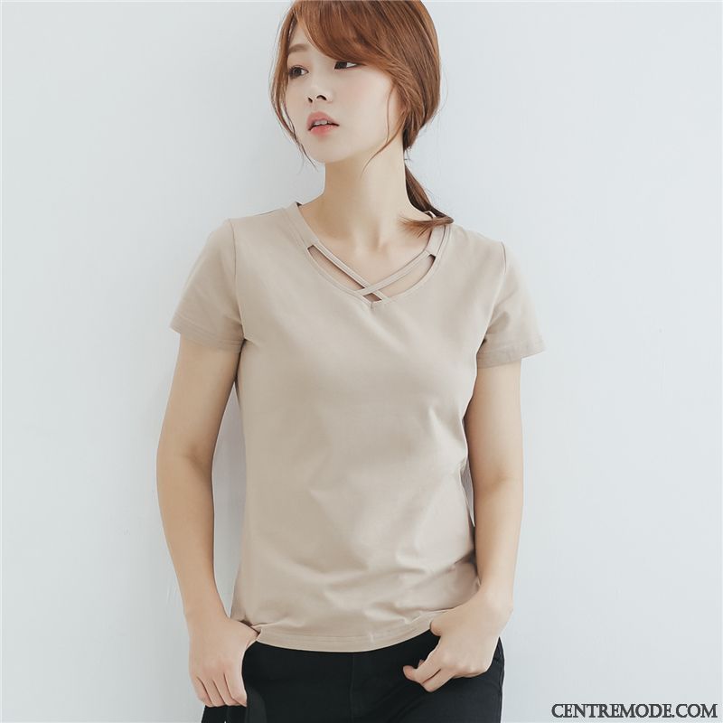 T-shirts Femme Baggy Dame Slim Kaki Courte Une Veste Pure