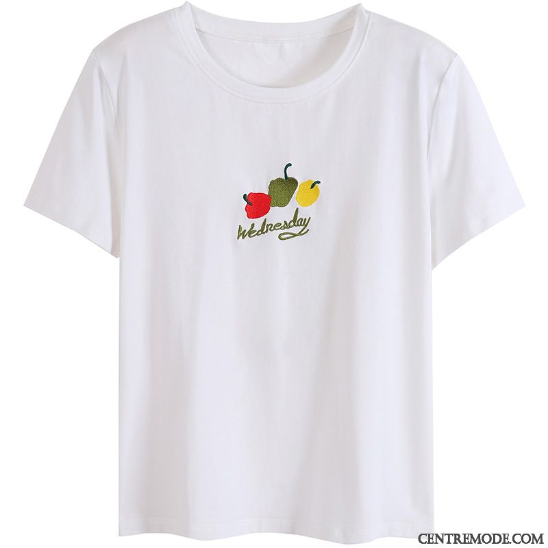 T-shirts Femme Courte Une Veste L'automne Grande Taille Baggy Été Blanc Vert