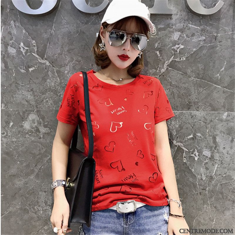 T-shirts Femme Mode Une Veste Tendance Demi Manche Courte Mince Rouge