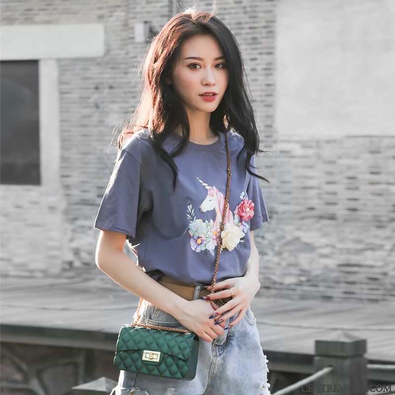 T-shirts Femme Une Veste Tendance Baggy Été Ultra Courte Gris