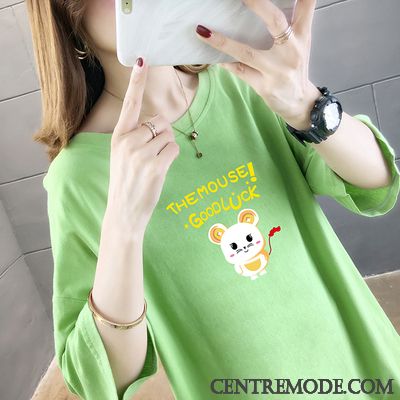 T-shirts Femme Une Veste Étudiant Baggy Demi Manche Été Courte Vert