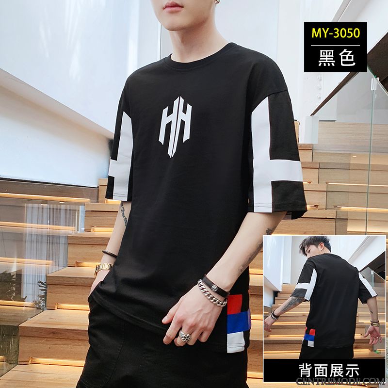 T-shirts Homme Tendance Demi Manche Marque De Tendance Coton Bio Baggy Été Jaune