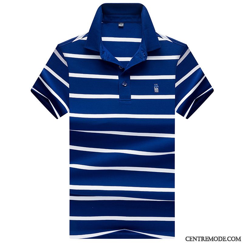 T-shirts Homme Été Courte Tendance Demi Manches Polo Bleu Marin