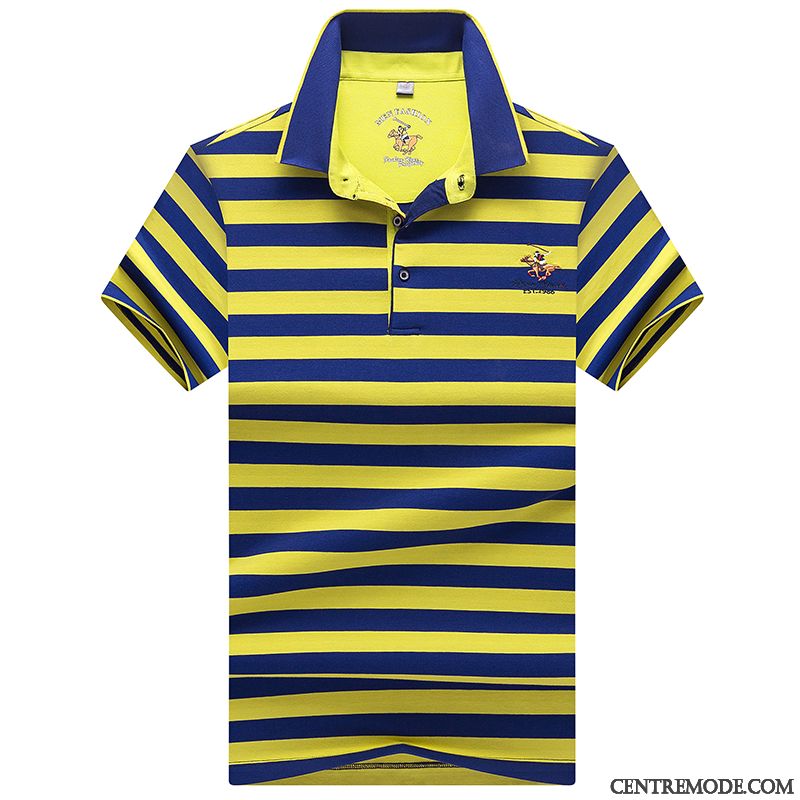 T-shirts Homme Été Courte Tendance Demi Manches Polo Bleu Marin