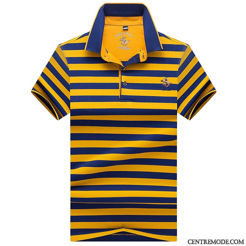 T-shirts Homme Été Courte Tendance Demi Manches Polo Bleu Marin
