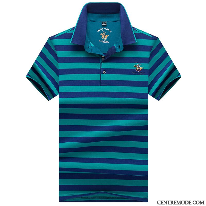 T-shirts Homme Été Courte Tendance Demi Manches Polo Bleu Marin