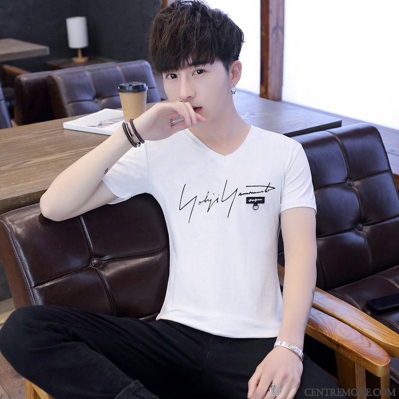 T-shirts Homme Été Tendance Étudiant Les Adolescents Courte Demi Manche Gris