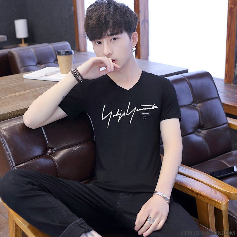 T-shirts Homme Été Tendance Étudiant Les Adolescents Courte Demi Manche Gris