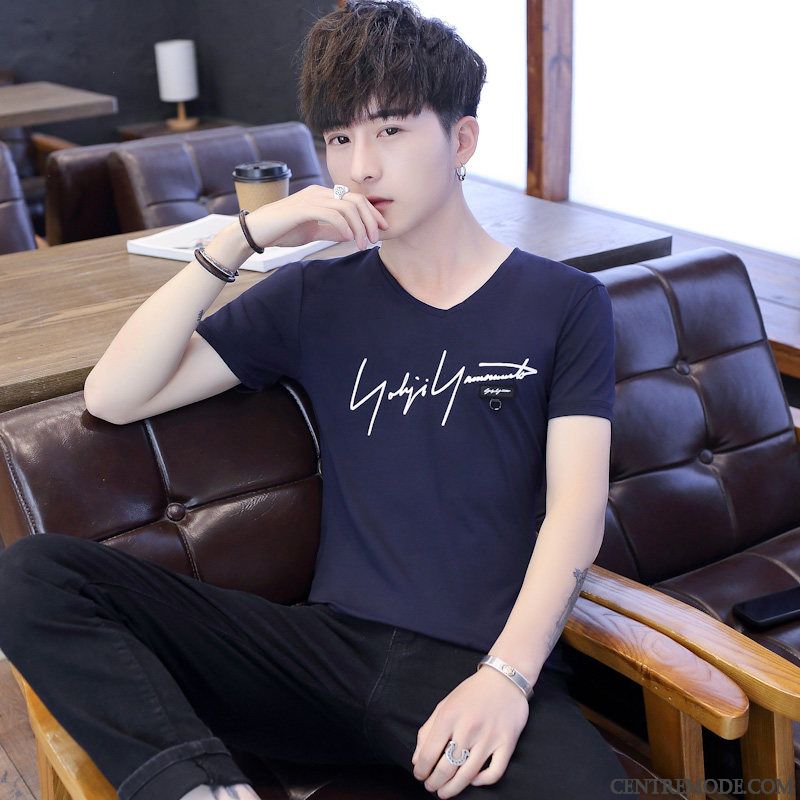 T-shirts Homme Été Tendance Étudiant Les Adolescents Courte Demi Manche Gris