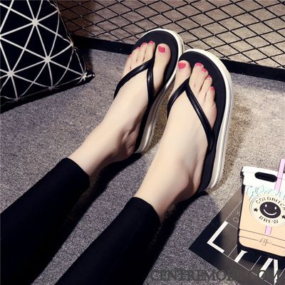 Tongs Femme Mode Tongs Chaussons Tous Les Assortis Antidérapant Été Talon Moyen Or