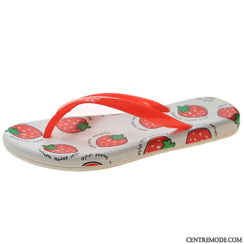 Tongs Femme Outwear Plates Plage Fille Vacances Été Rouge