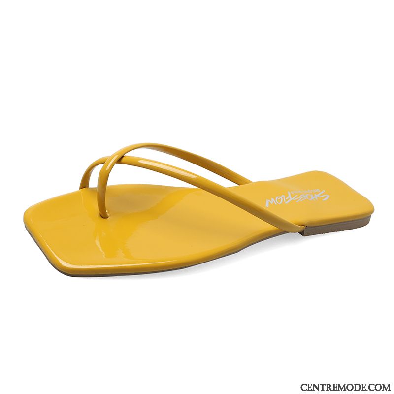 Tongs Femme Outwear Plates Tongs Chaussons Mode Antidérapant Été Rouge Jaune