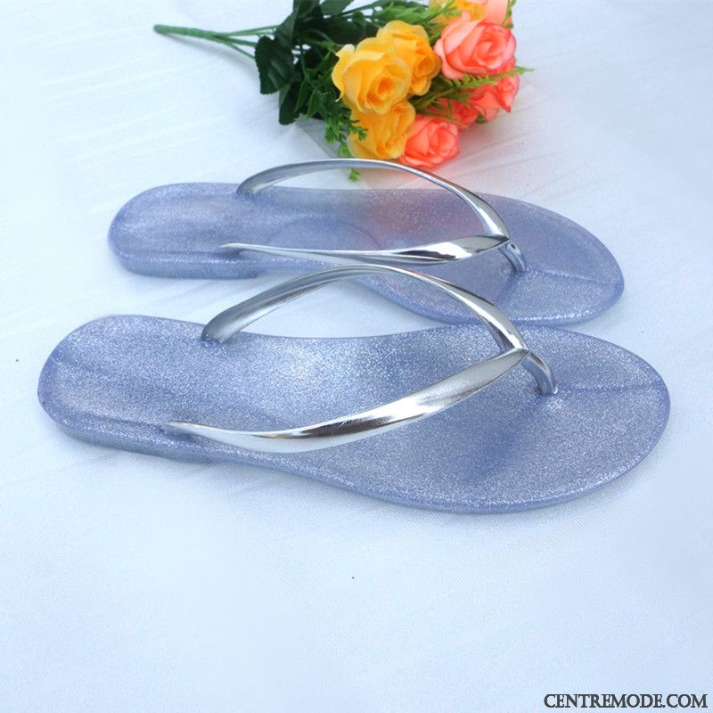 Tongs Femme Plage Antidérapant Simple Mode Outwear Été Or