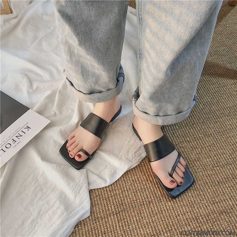Tongs Femme Plates Tendance Antidérapant Tongs Chaussons Été Tous Les Assortis Bleu