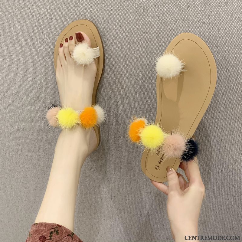 Tongs Femme Tongs Chaussons Été Outwear Étudiant Doux Tous Les Assortis Couleurs Mixtes Blanc