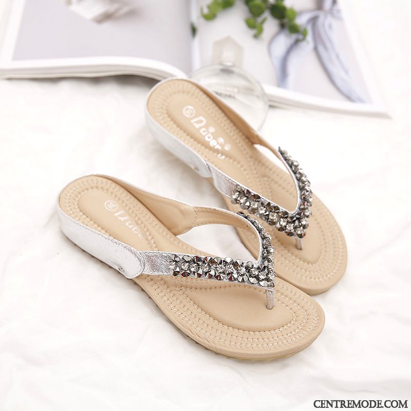 Tongs Femme Été Outwear Tongs Chaussons Tous Les Assortis Enceintes Plage Or