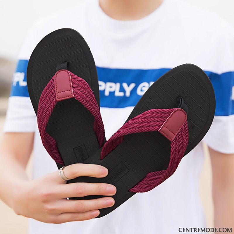 Tongs Homme Antidérapant Plage Décontractée Grande Taille Tongs Chaussons Tendance Brun