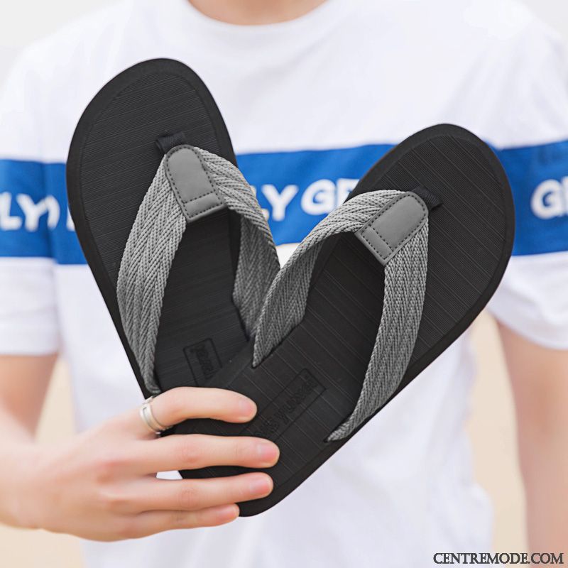 Tongs Homme Antidérapant Plage Décontractée Grande Taille Tongs Chaussons Tendance Brun