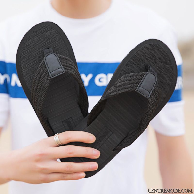 Tongs Homme Antidérapant Plage Décontractée Grande Taille Tongs Chaussons Tendance Brun