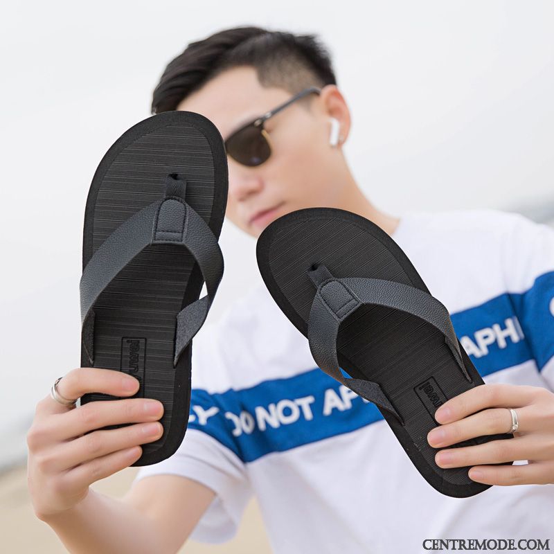 Tongs Homme Antidérapant Plage Décontractée Grande Taille Tongs Chaussons Tendance Brun