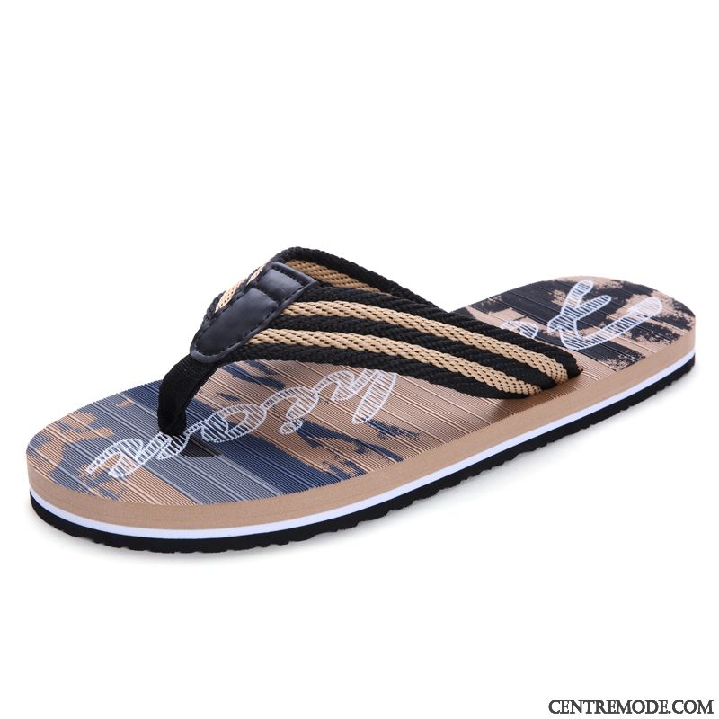 Tongs Homme Antidérapant Plage Décontractée Grande Taille Tongs Chaussons Tendance Brun