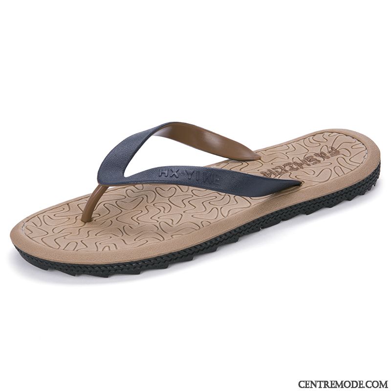 Tongs Homme Antidérapant Plage Décontractée Grande Taille Tongs Chaussons Tendance Brun