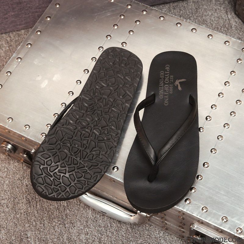 Tongs Homme Antidérapant Plage Simple Femme Décontractée Tongs Chaussons Pure Marron