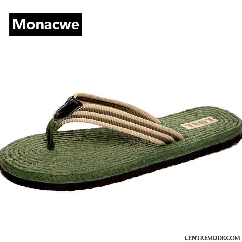 Tongs Homme De Plein Air Été Étudiant Simple Tongs Chaussons Antidérapant Bleu