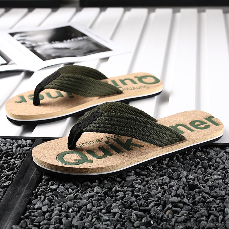 Tongs Homme Décontractée Tongs Chaussons Été Outwear Mode Antidérapant Vert