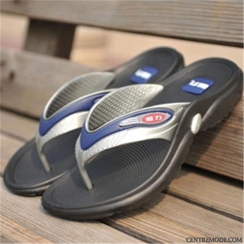 Tongs Homme Femme Antidérapant De Maison Plage Tongs Chaussons Décontractée Bleu Foncé