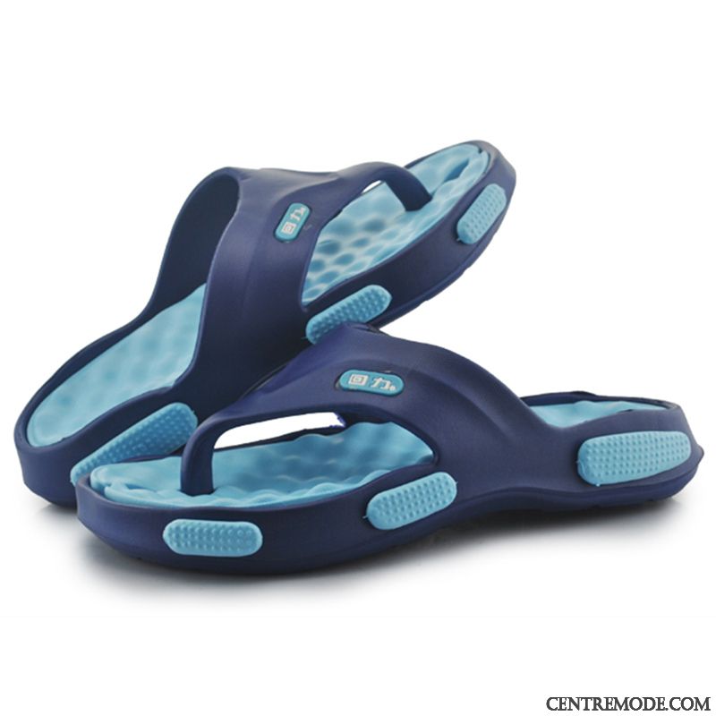 Tongs Homme Femme Antidérapant De Maison Plage Tongs Chaussons Décontractée Bleu Foncé