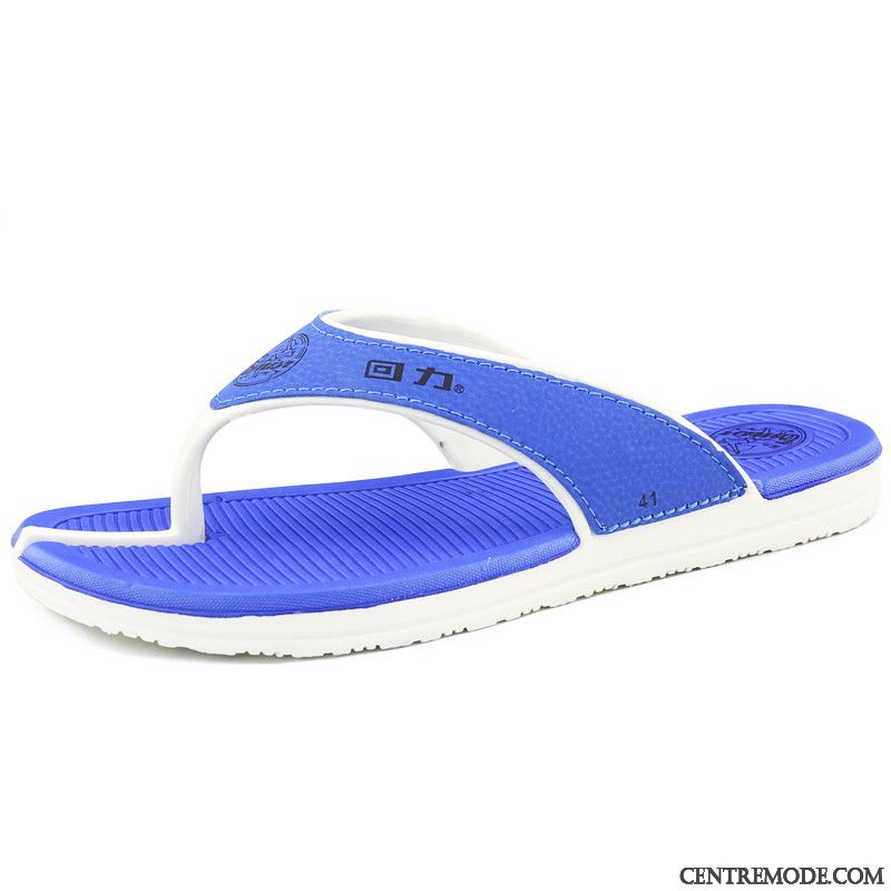 Tongs Homme Femme Antidérapant De Maison Plage Tongs Chaussons Décontractée Bleu Foncé
