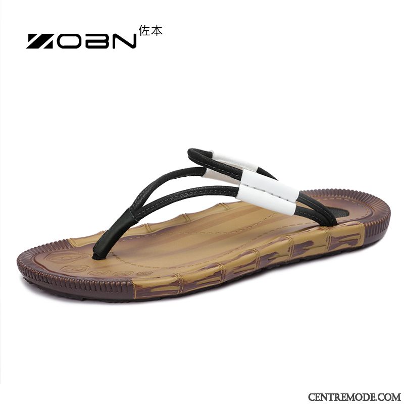 Tongs Homme Mode Plage Tongs Chaussons Été Sandales Derbies Noir