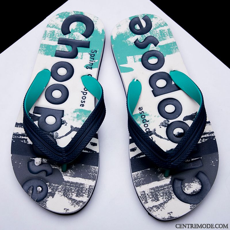 Tongs Homme Outwear Tendance Mode Personnalité Plage Tongs Chaussons Noir