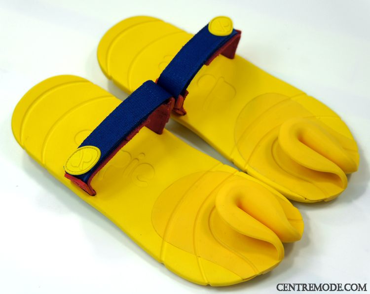 Tongs Homme Plage Citron En Cuir Tongs Chaussons Été Fantaisie Jaune