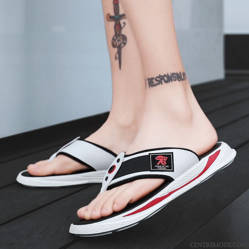 Tongs Homme Plage Été Sandales Tendance Tongs Chaussons En Cuir Noir