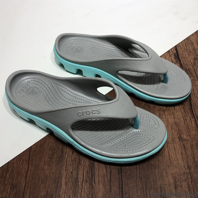 Tongs Homme Porter Été Plage Décontractée Antidérapant De Plein Air Bleu Gris
