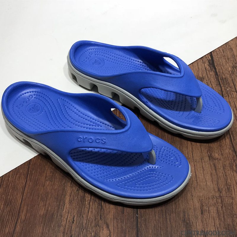 Tongs Homme Porter Été Plage Décontractée Antidérapant De Plein Air Bleu Gris