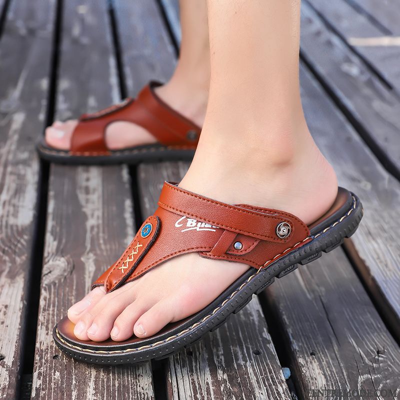 Tongs Homme Sandales Été Antidérapant Tongs Chaussons Plage Tendance Bleu