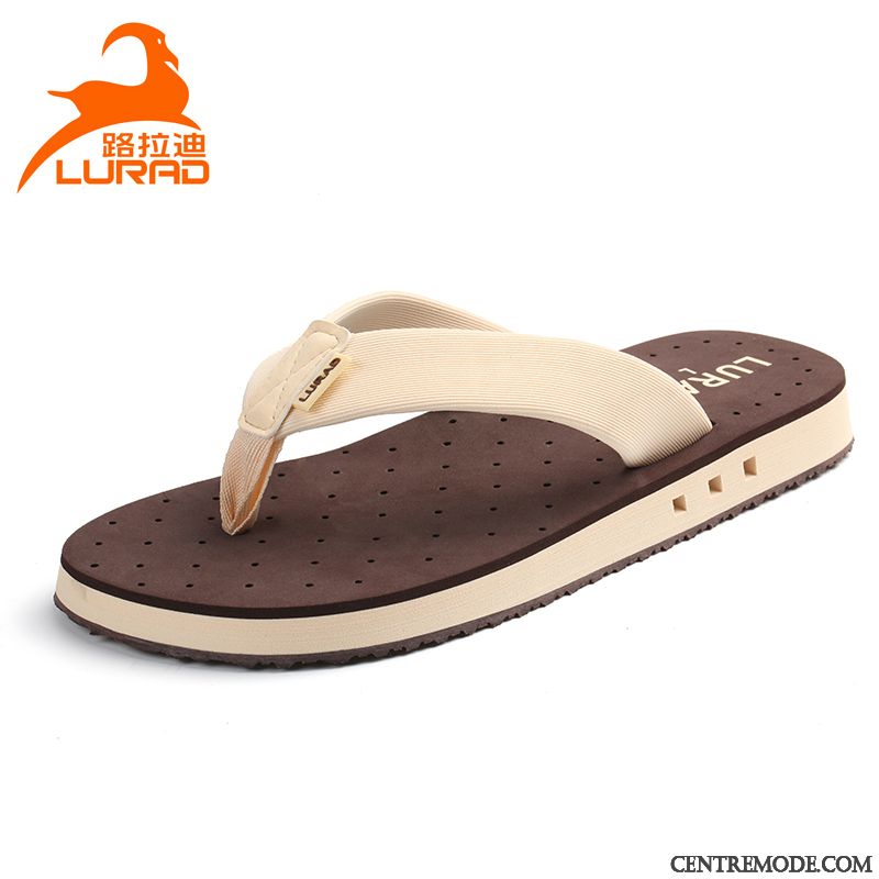Tongs Homme Tendance Antidérapant Sandales Été Décontractée Plage Marron