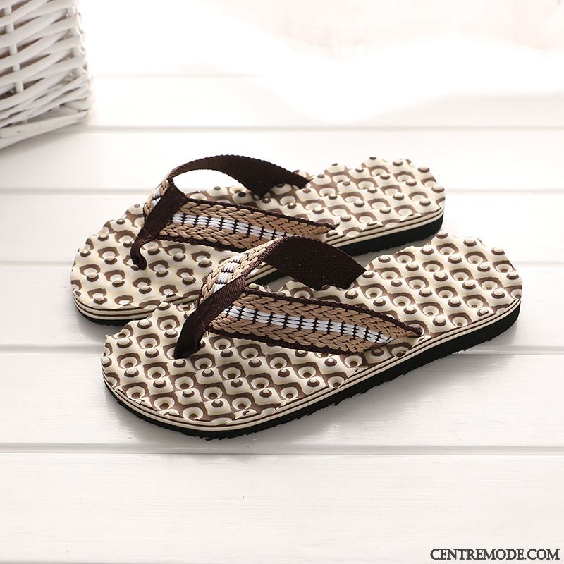 Tongs Homme Tongs Chaussons Plage Décontractée Massage Brun Foncé