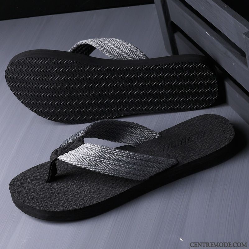 Tongs Homme Tongs Chaussons Plage Personnalité Antidérapant Outwear Été Noir