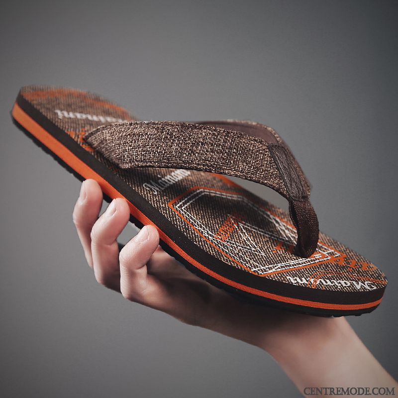 Tongs Homme Tongs Chaussons Été De Plein Air Semelle Doux Antidérapant Tous Les Assortis Rouge