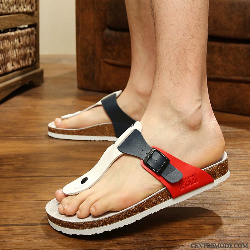 Tongs Homme Été Grande Taille Tongs Chaussons Tous Les Assortis Plage Outwear Noir