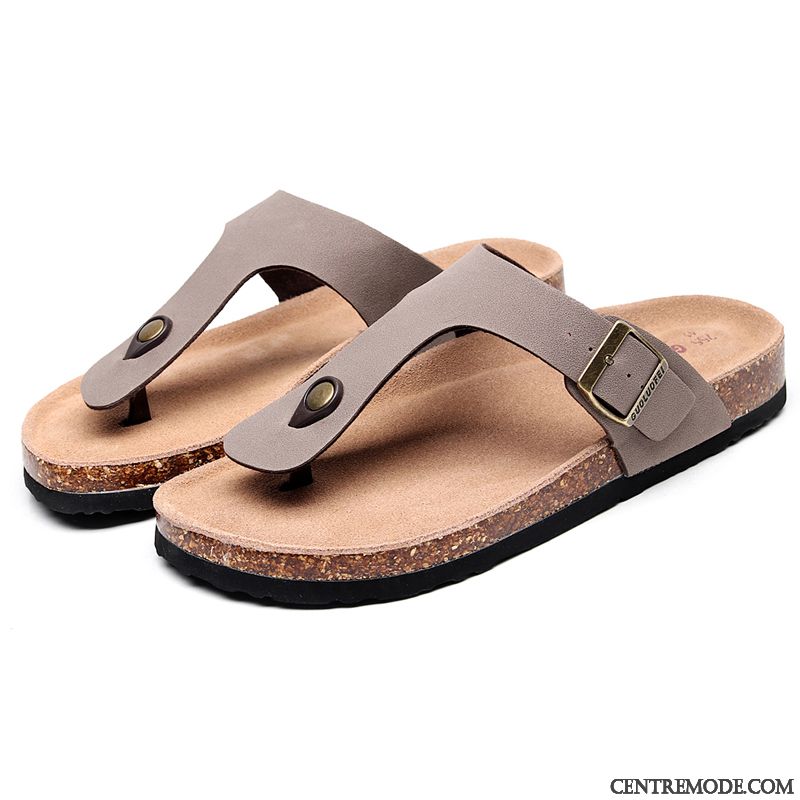 Tongs Homme Été Grande Taille Tongs Chaussons Tous Les Assortis Plage Outwear Noir