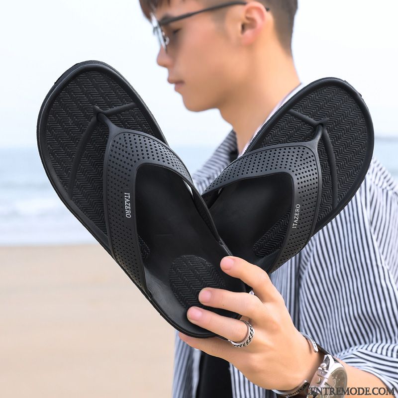 Tongs Homme Été Tongs Chaussons Sandales Antidérapant Décontractée Plage Gris