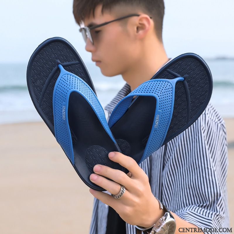 Tongs Homme Été Tongs Chaussons Sandales Antidérapant Décontractée Plage Gris