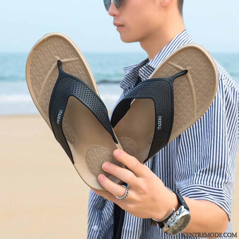 Tongs Homme Été Tongs Chaussons Sandales Antidérapant Décontractée Plage Gris