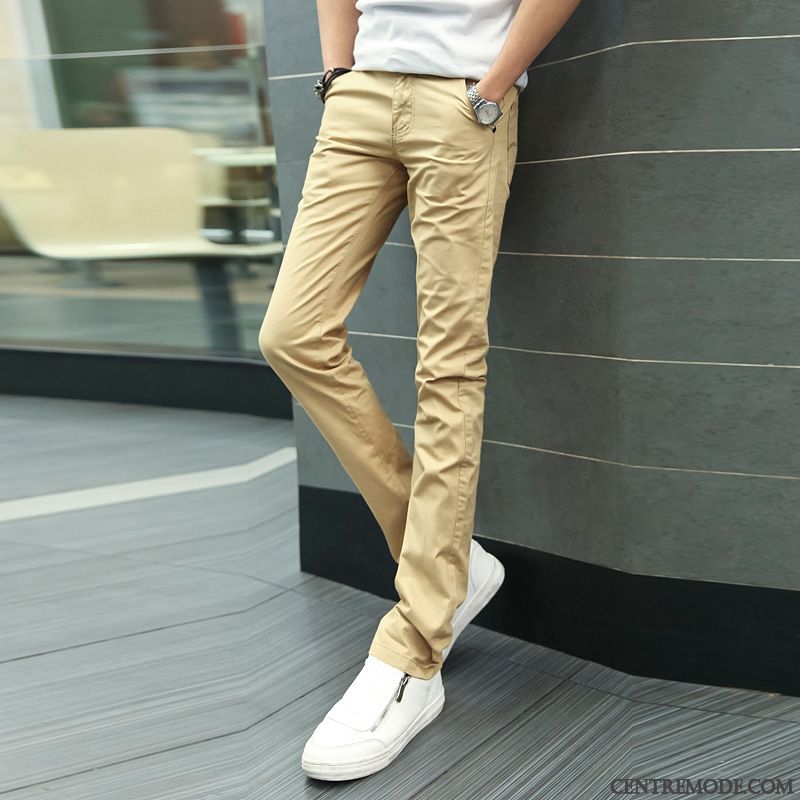Treillis Slim Homme Pantalon Pas Cher, Pantalon Jaune Homme Bronzage Vert Jaunâtre