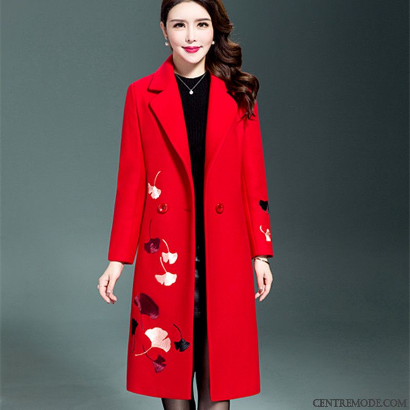 Trench En Laine Femme Tomate Vert Printanier, Manteau Long Femme Solde Pas Cher